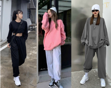 Bộ Đồ Nữ Hoodie Quần Jogger Năng Động
